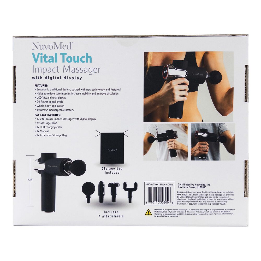 Nuvomed Vital Touch Impact Massage Gun With Digital Display, , large
