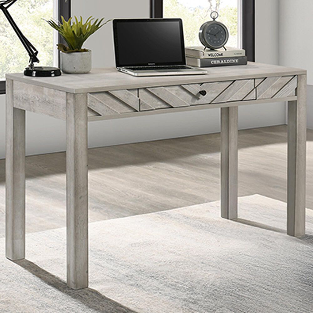 Crown Mark Valor Writing Desk in Distressed White, , large