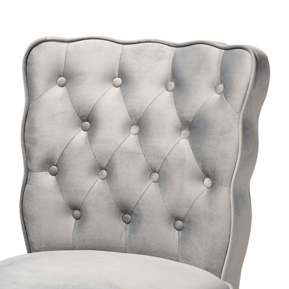 Baxton Studio Daphne Bar Stool with Dark Grey Velvet Cushion in Dark Brown (Set of 2), , large