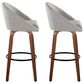 LumiSource Matisse 30" Swivel Barstool with Grey Fabric Upholstery in Walnut and Black (Set of 2), , large