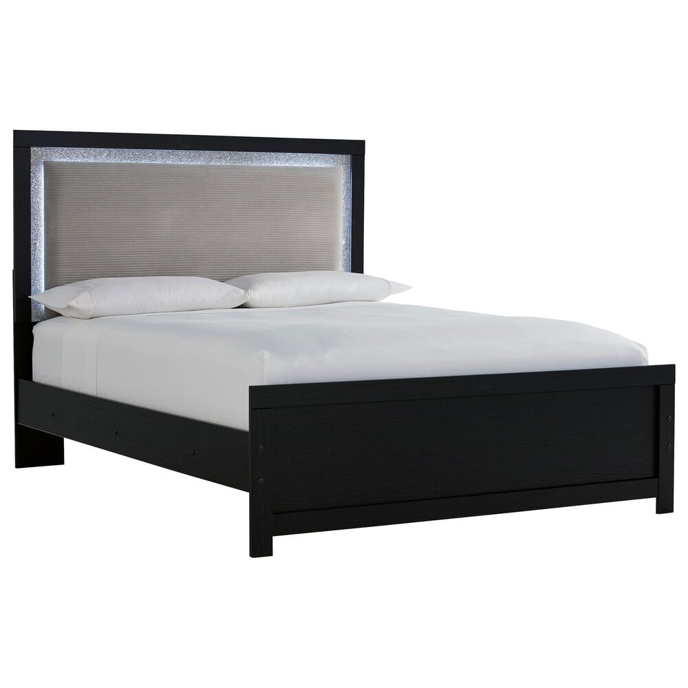 Ashley Maeling 4 Piece Queen Panel Bedroom Set in Matte Black, , large
