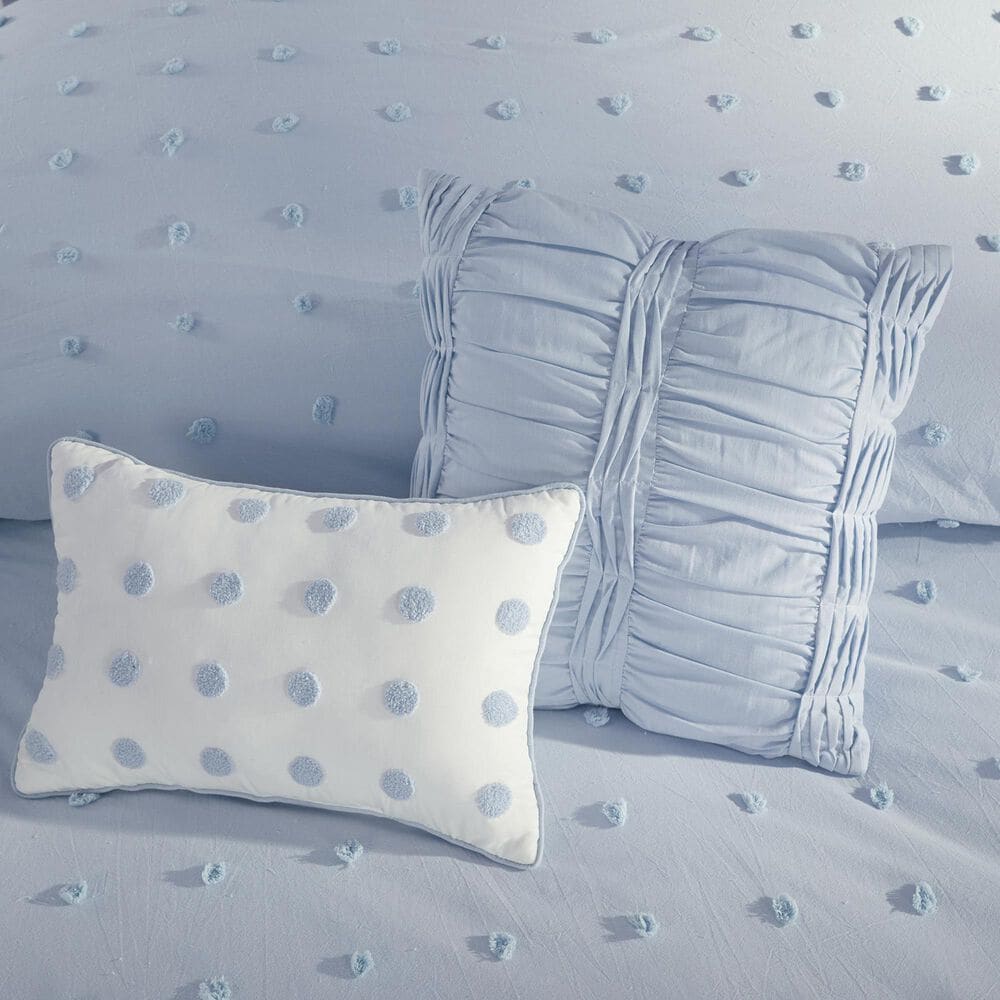 Hampton Park Brooklyn 7-Piece Full/Queen Cotton Jacquard Comforter Set in Blue, , large