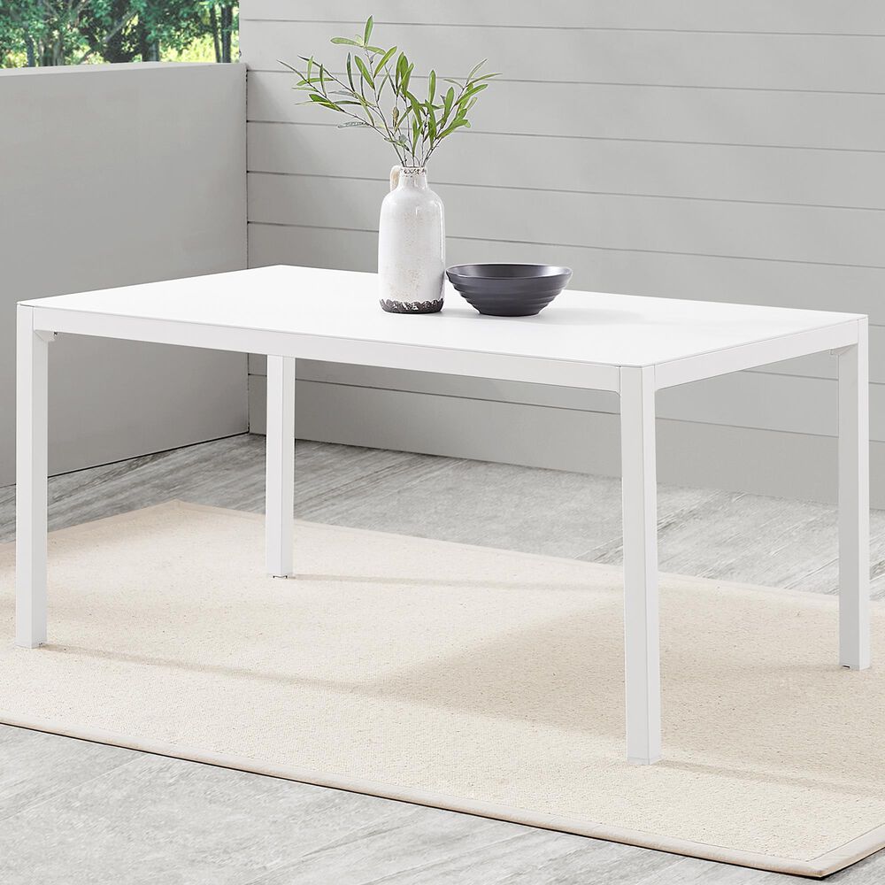 Linon Home Decor Holland 64" Outdoor Dining Table in White, , large