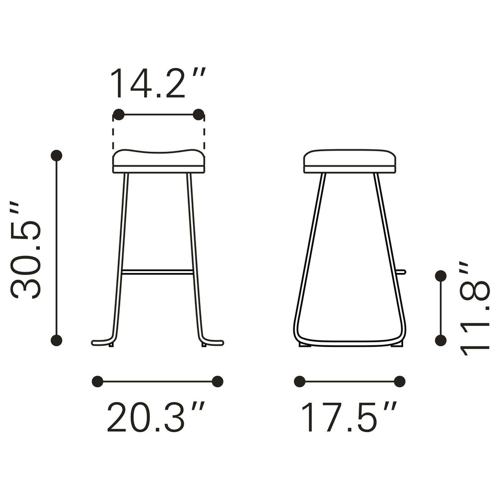 Zuo Modern Bree Barstool in White and Gold &#40;Set of 2&#41;, , large