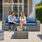 HOMLUX 6 Piece Outdoor Wicker Sectional Patio Furniture Set in Denim Blue, , large
