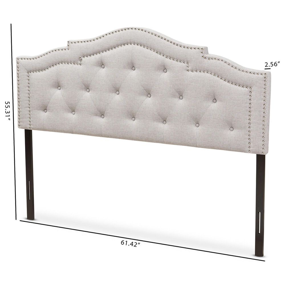 Baxton Studio Edith Queen Upholstered Panel Headboard in Greyish Beige, , large