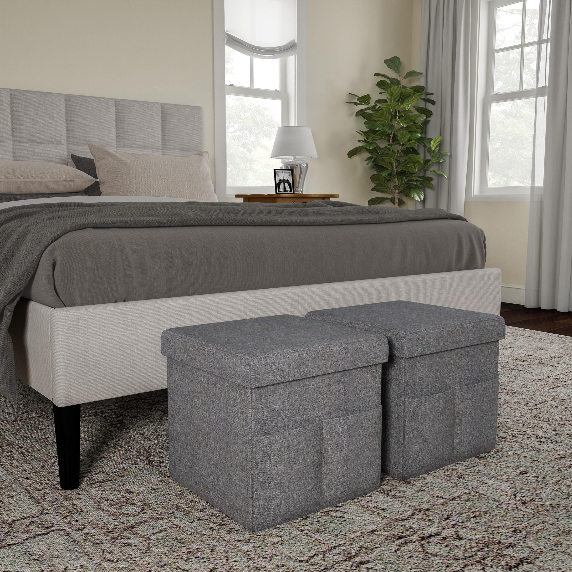 Timberlake Lavish Home 2 Piece Foldable Storage Ottoman in
