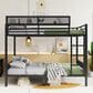 Hearth and Haven Queen over Queen Bunk Bed with Ladder and Storage Shelf in Black, , large