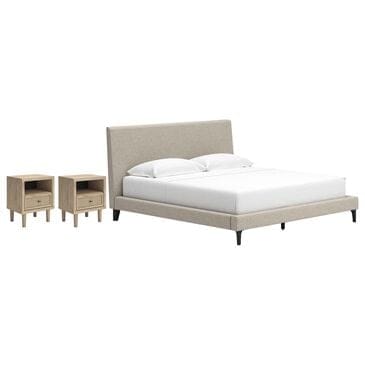 Ashley King Upholstered Bed and Two Nightstands, , large