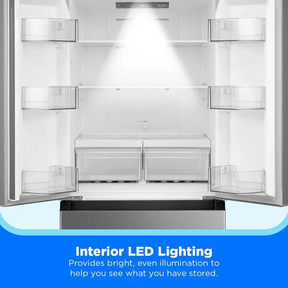 Midea 4-Piece Kitchen Package with 18.4 Cu. Ft. French Door Refrigerator and 6.3 Cu. Ft. 4-Element Freestanding Electric Range in Stainless Steel, , large