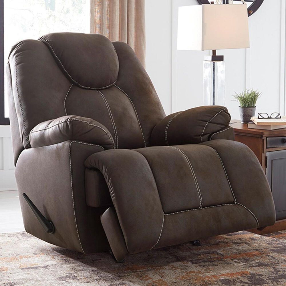 Ashley Warrior Fortress Manual Rocker Recliner in Coffee, , large