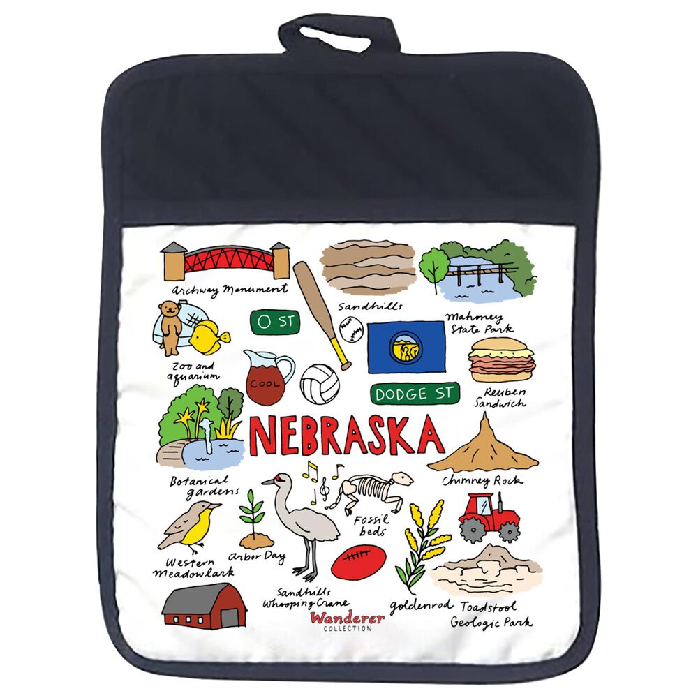 1 Brilliant Gift Wanderer Nebraska Potholder in Black and White, , large