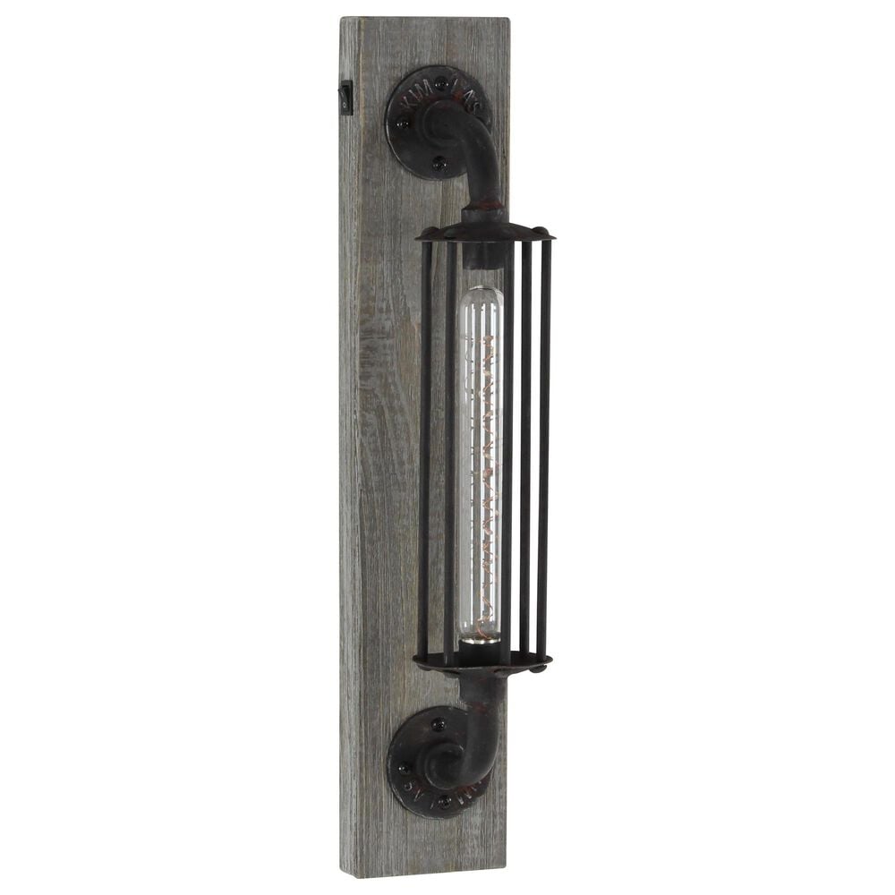 Maple and Jade Battery-Operated Geometric Wall Accent Lamp in Matte Black and Brown, , large