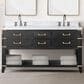 Lexora Home Norwalk 60" Double Bathroom Vanity in Black Oak with White Carrara Marble Top and Rectangular Sinks, , large