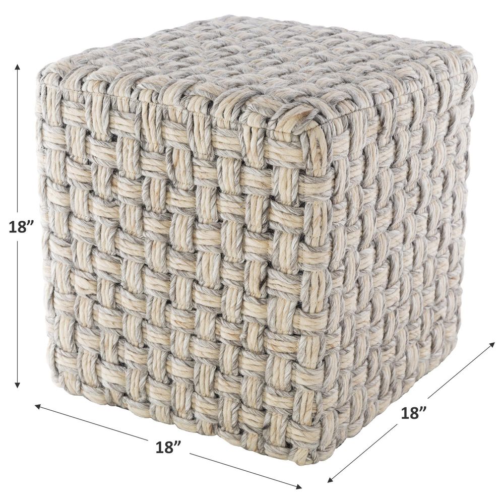 Surya Cordoba Pouf in Light Gray/Cream, , large