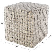 Surya Cordoba Pouf in Light Gray/Cream