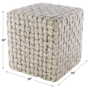 Surya Cordoba Pouf in Light Gray/Cream, , large