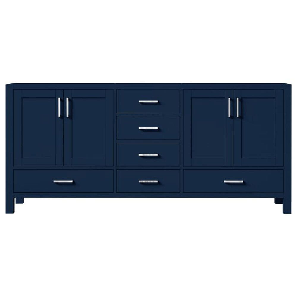 Lexora Home Jacques 72&quot; Double Bathroom Vanity in Navy Blue with 2 cm White Carrara Marble Top and Rectangular Sinks, , large