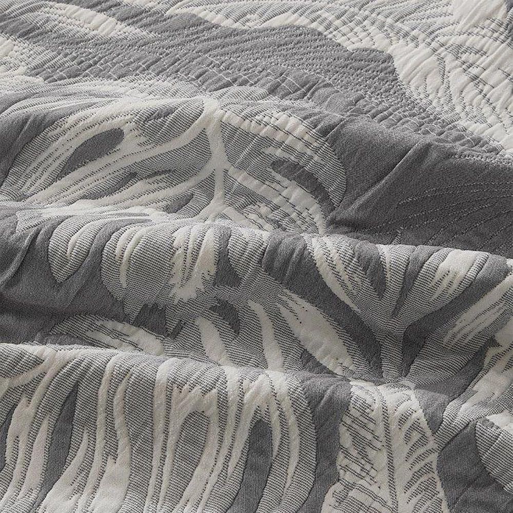 Duke Imports Virah Bella Jacquard 3-Piece King Quilt Set in Charcoal Tropics, , large