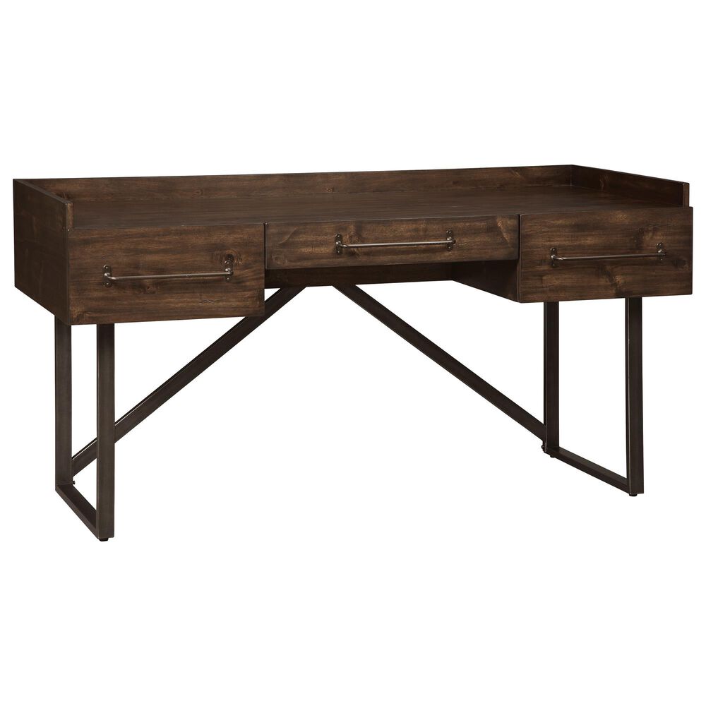 Ashley Starmore 3-Drawer Home Office Desk in Walnut and Dark Bronze, , large