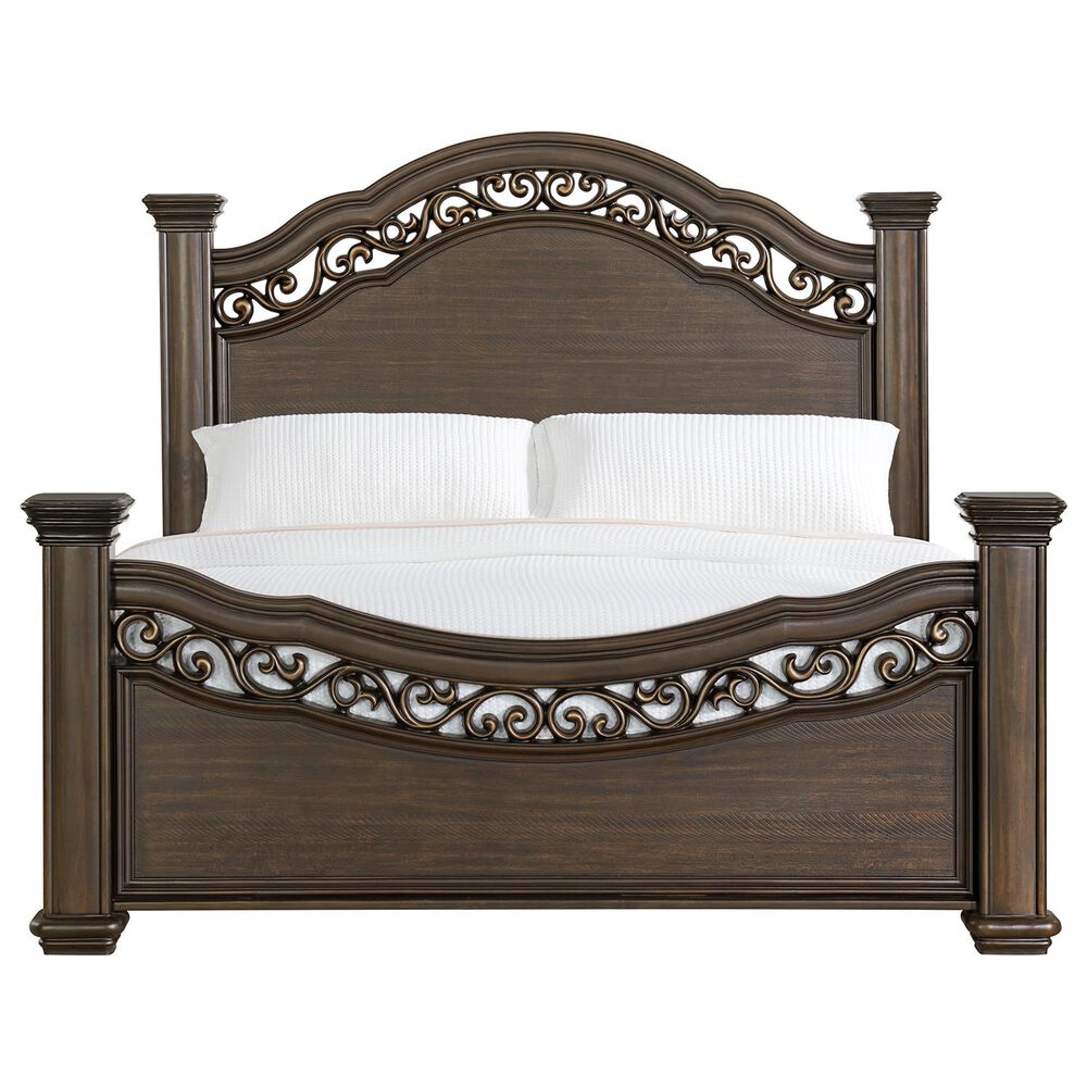 Mayberry Hill Brunswick King Panel Bed with Two Nightstands in Mahogany, , large