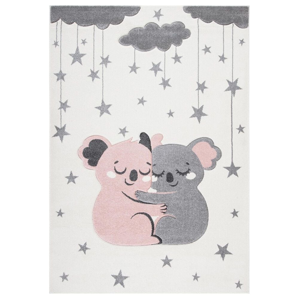Safavieh Carousel CRK195A 6"7" x 9" Ivory and Pink Kids Area Rug, , large