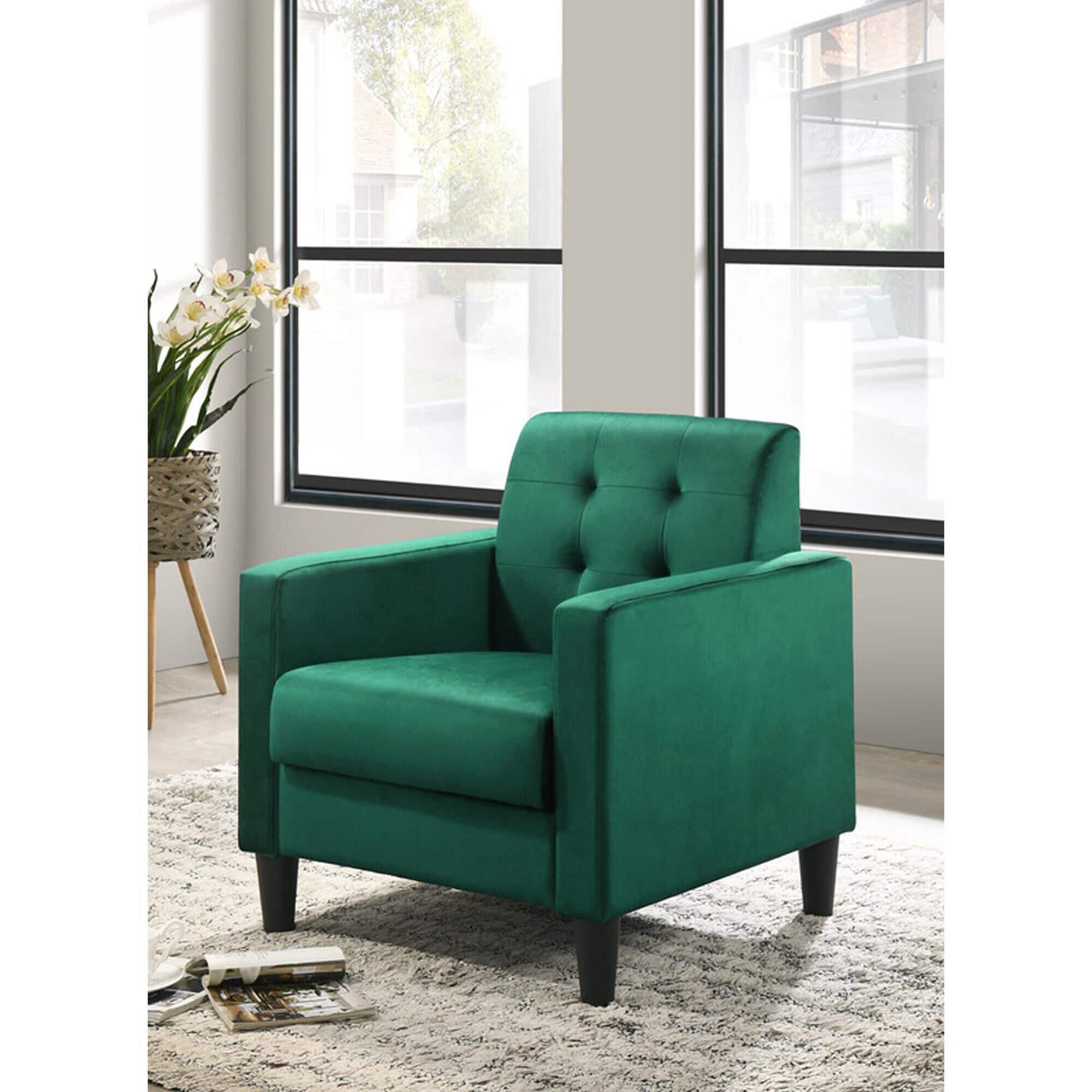 HOMLUX Tufted Back Accent Arm Chair in Green