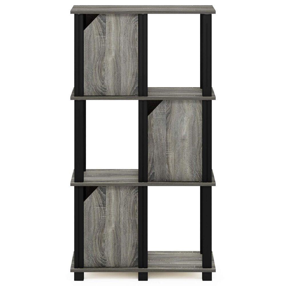 HOMLUX 4-Tier Storage Bookcase with Three Doors in French Oak and Black, , large