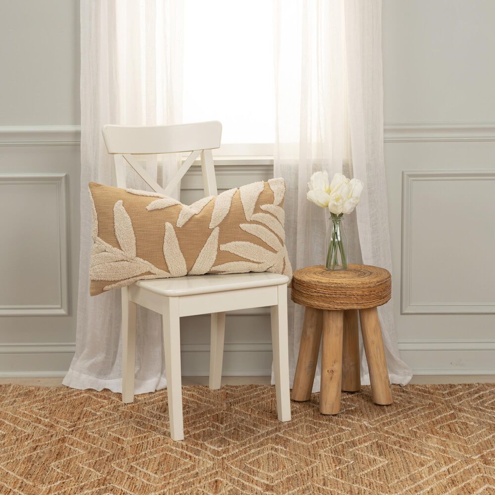 Rizzy Home 14&quot; x 26&quot; Floral Polyester Filled Lumbar Pillow in Gold, , large