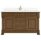 James Martin Vanities Brookfield 60" Single Bathroom Vanity in Honey Oak with Single Hole 3 cm White Zeus Quartz Top and Rectangular Sink, , large