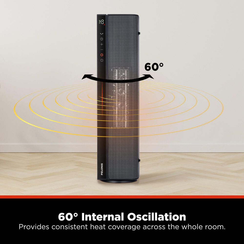 Pelonis 22" Ceramic Tower Dual Flex Heater with Thermostat in Black, , large