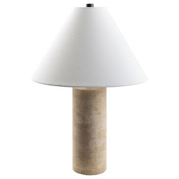 37B Agate Cylinder Table Lamp in Natural Travertine, , large