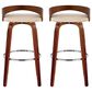 LumiSource Grotto 30" Swivel Barstool with Cream Faux Leather Upholstery in Walnut and Chrome (Set of 2), , large