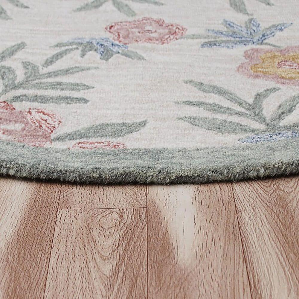 L&amp;R Resources Sinuous Vintage Floral Garden 6&#39; Round Cream, Green, Red, Yellow and Blue Area Rug, , large