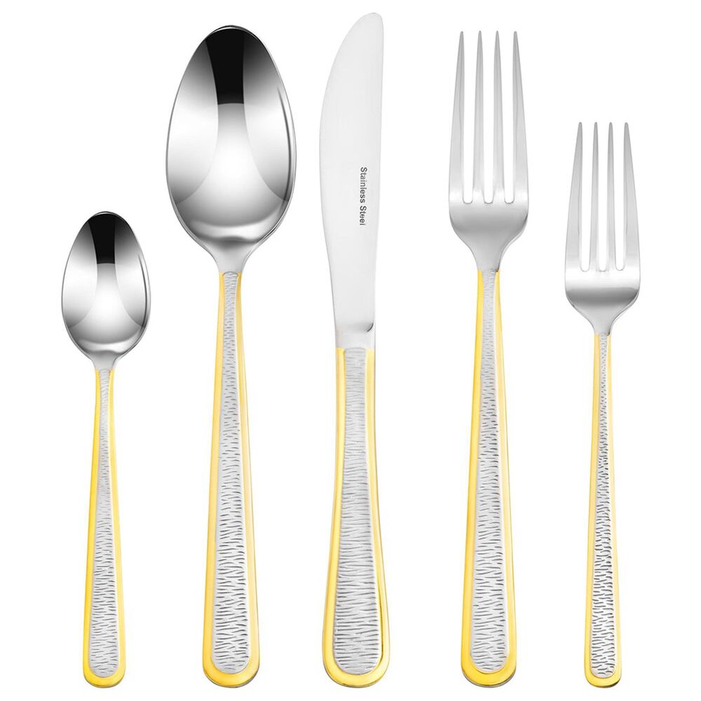 Gifts Plus 20-Piece Cetara Flatware Set with Gold Trimmed in Stainless Steel, , large