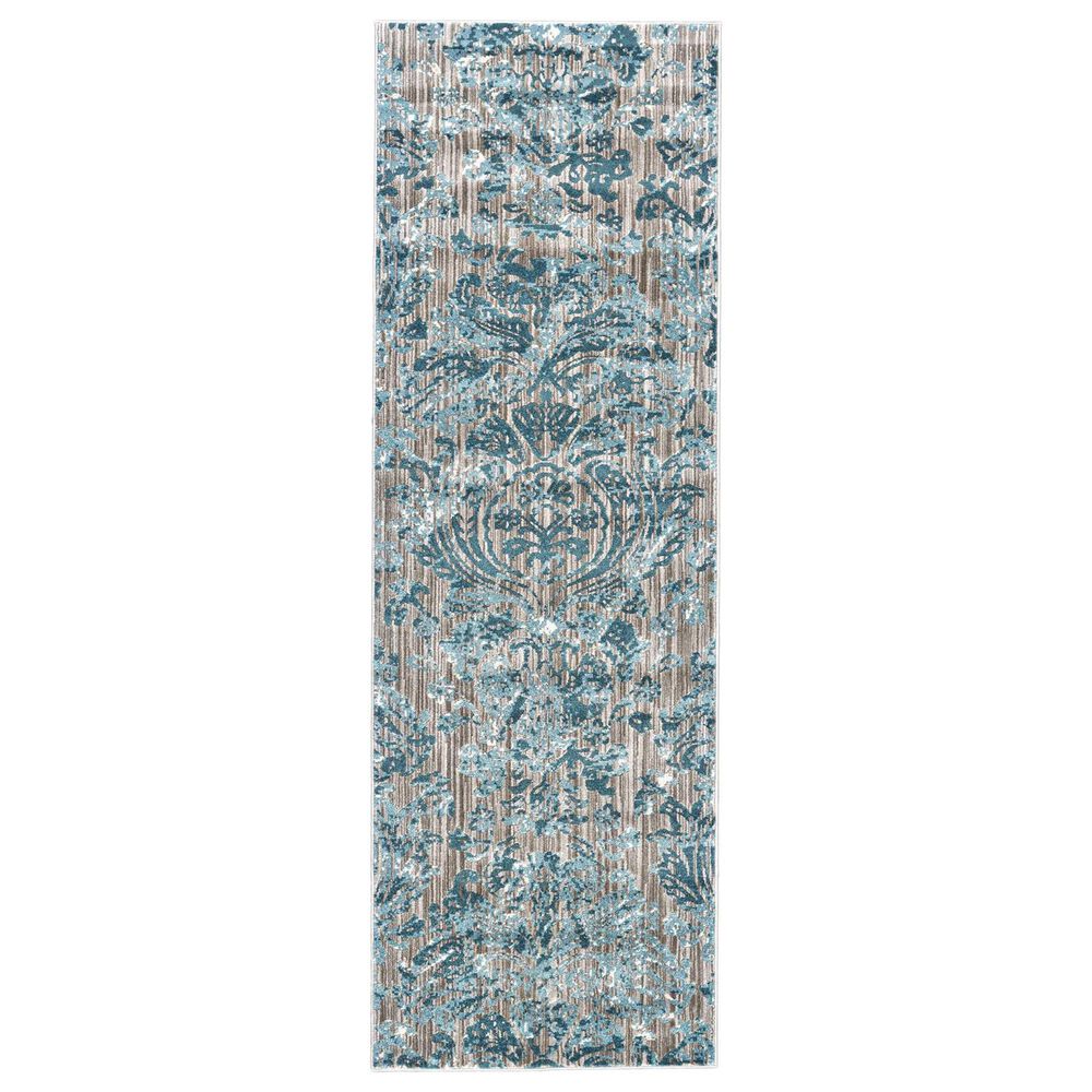 Feizy Rugs Keats 3475F 2'7" x 8 Aqua Runner, , large