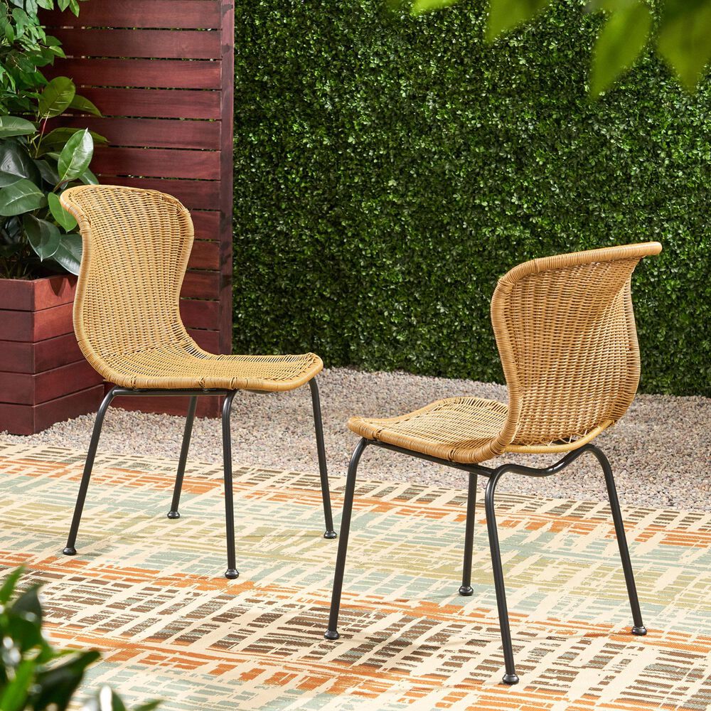 Hearth and Haven Boho Outdoor Chair in Light Brown &#40;Set of 2&#41;, , large