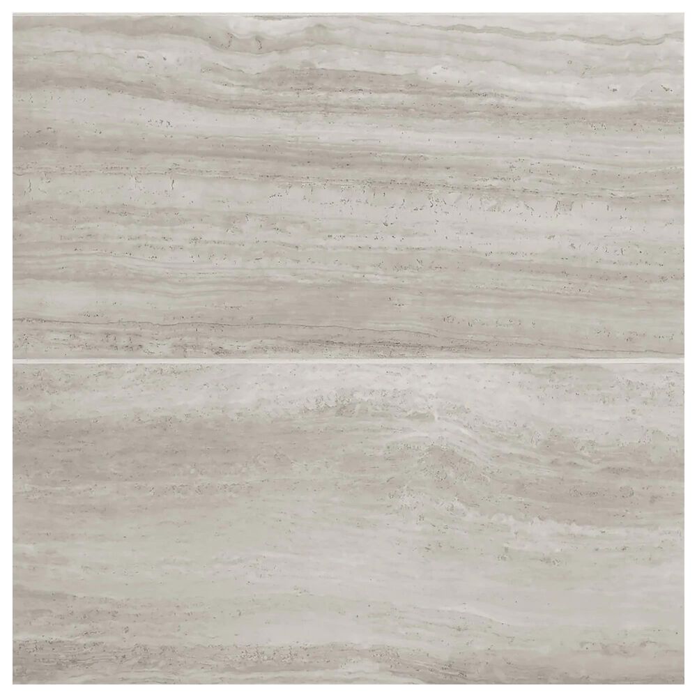 Soho Studio Zenit Grigio Chiaro Gray 12" x 24" Travertine Look Polished Porcelain Tile, , large