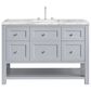 James Martin Vanities Breckenridge 48" Single Bathroom Vanity in Serenity Blue with 3 cm Carrara White Marble Top and Rectangular Sink, , large