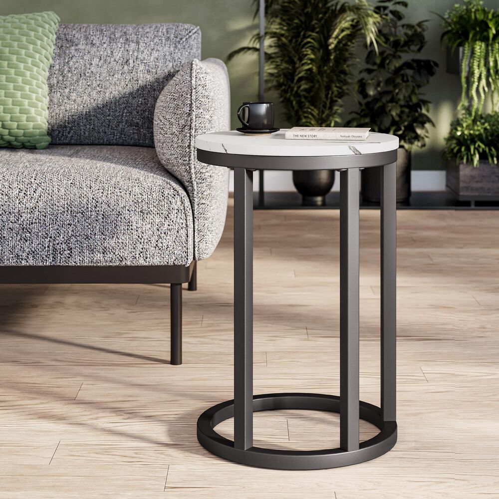 CorLiving Side Table in Black and White, , large