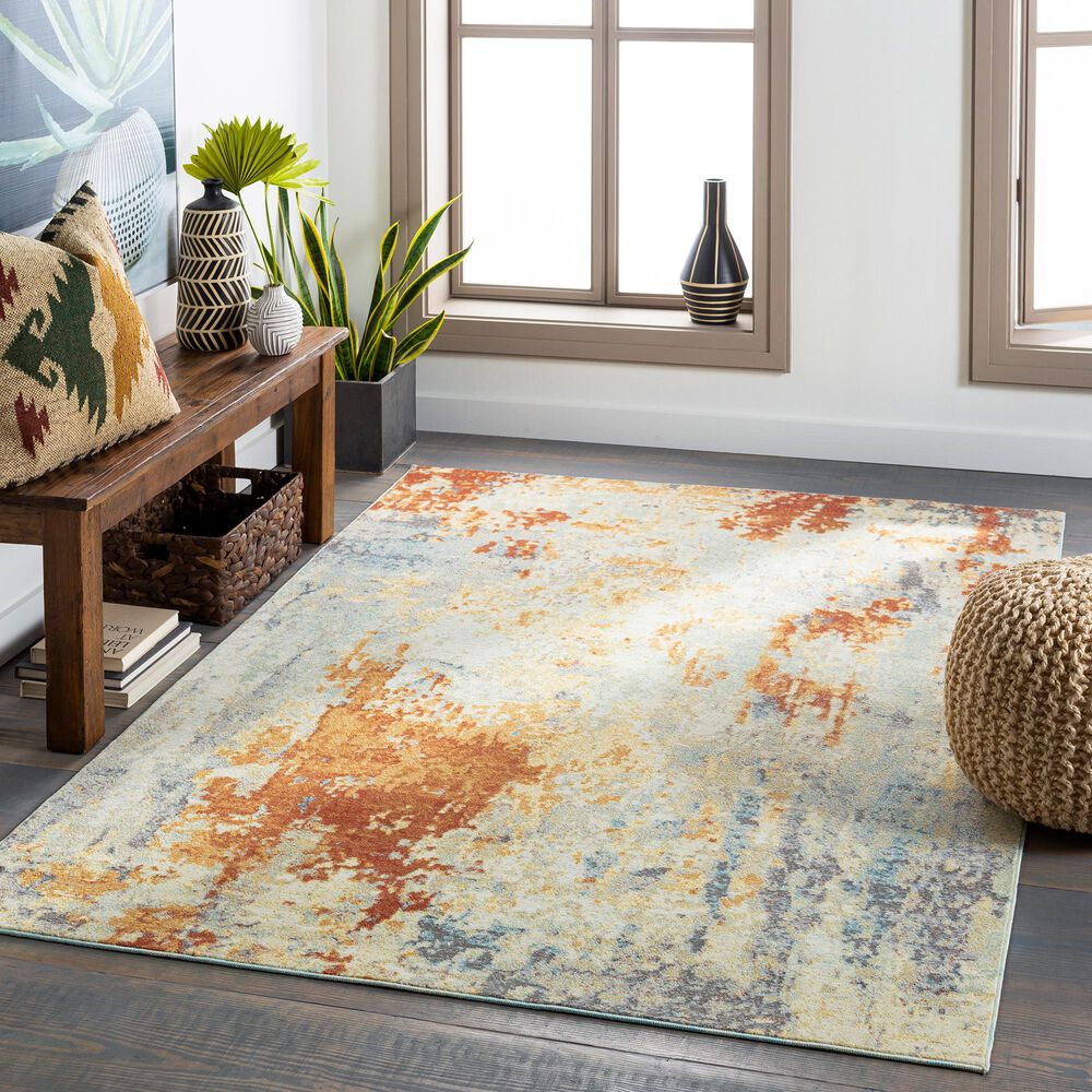 Surya Bodrum 8&#39;10&quot; x 12&#39; Ivory, Orange, Saffron, Gray and Blue Area Rug, , large