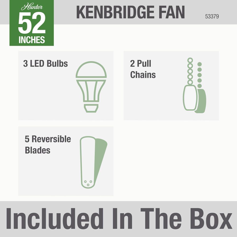 Hunter Kenbridge Low Profile 52&quot; Ceiling Fan with LED Lights in Noble Bronze, , large