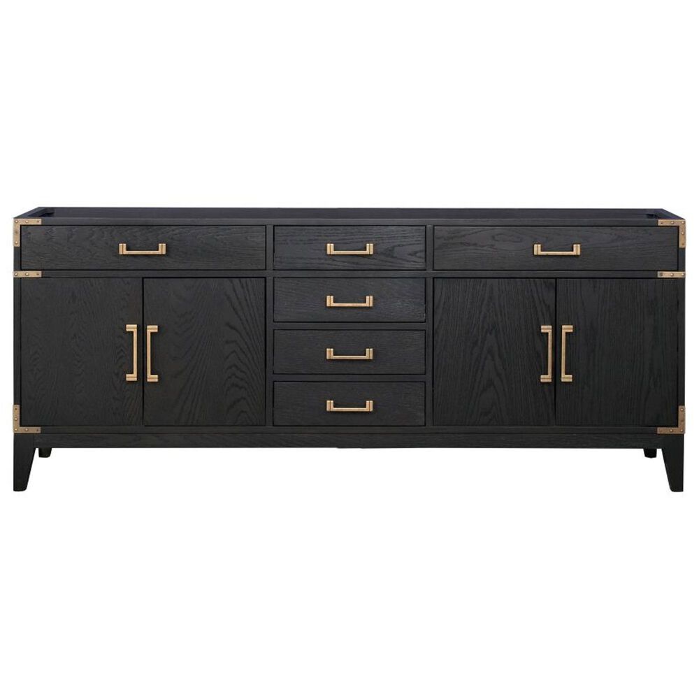 Lexora Home Laurel 80&quot; Double Bathroom Vanity in Black Oak with White Quartz Top and Rectangular Sinks, , large