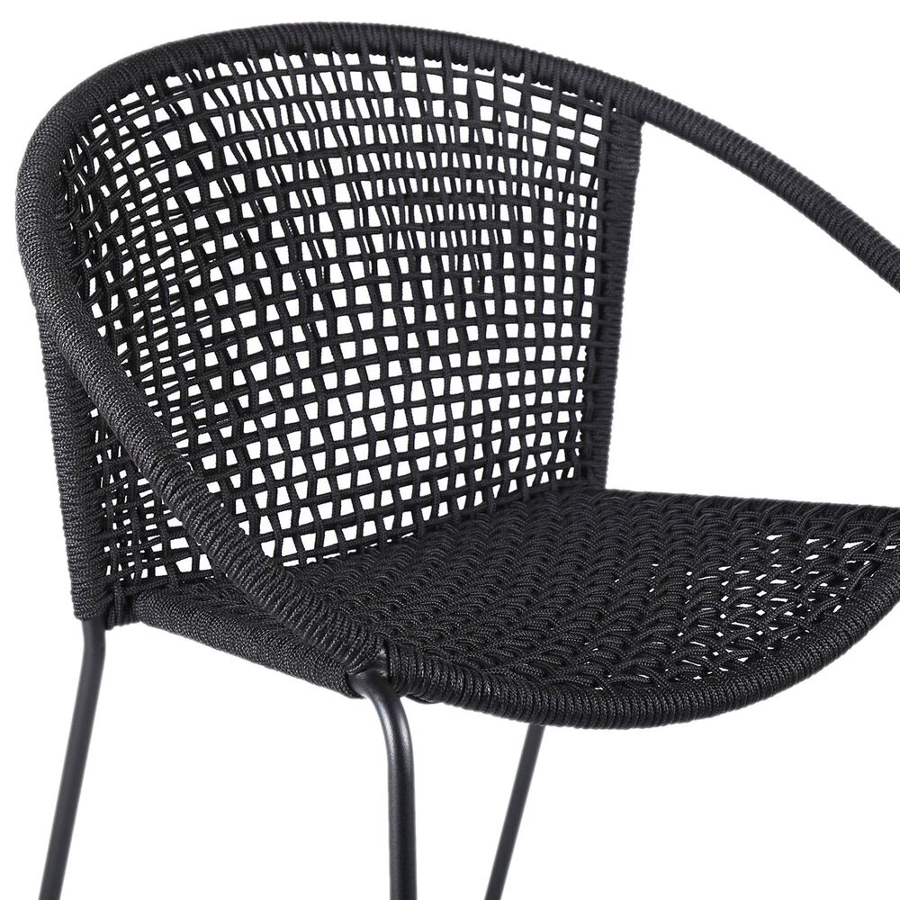 Blue River Snack Outdoor Dining Chair with Rope Seat in Black (Set of 2), , large