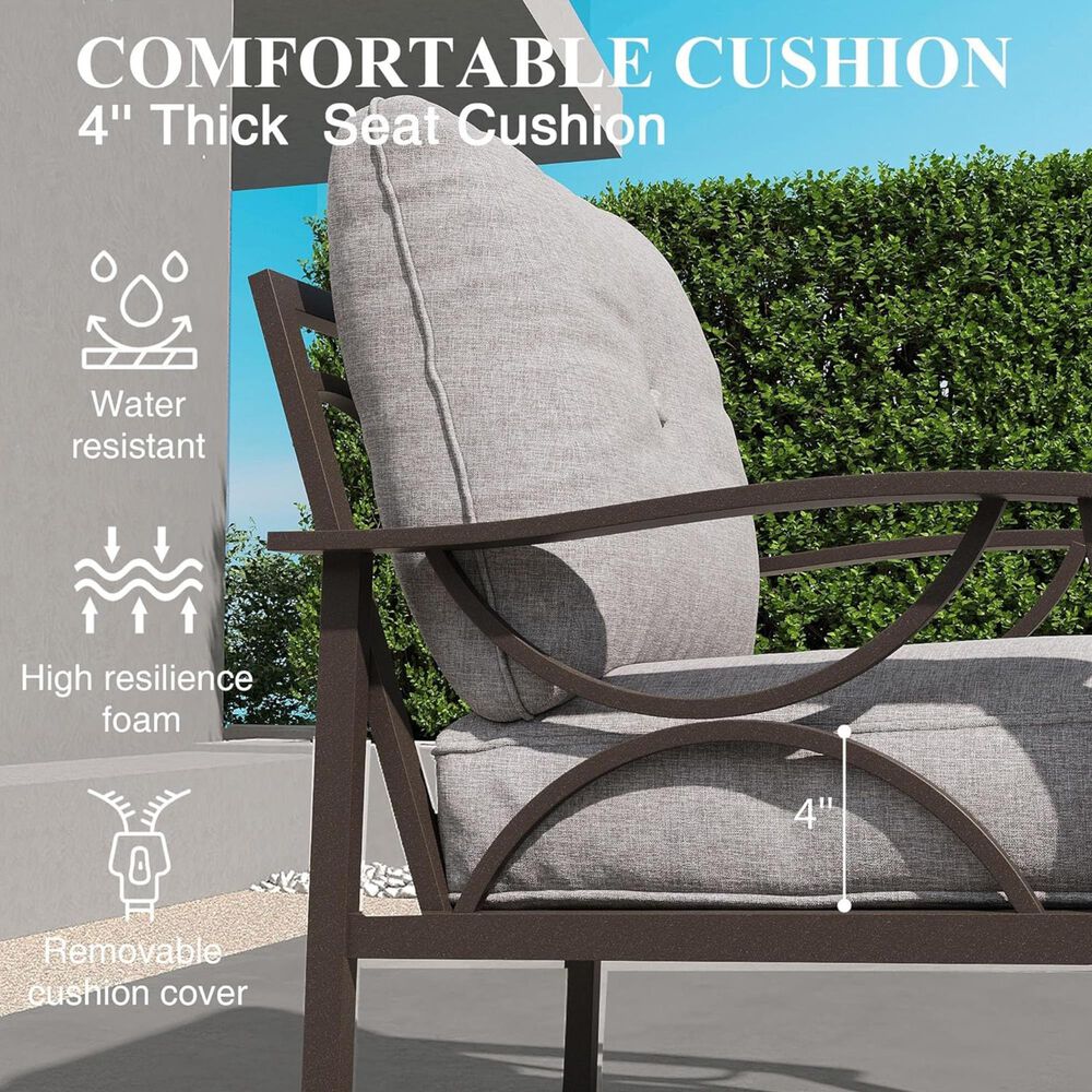 Hearth and Haven Outdoor Sofa with Khaki Metal Frame in Gray, , large