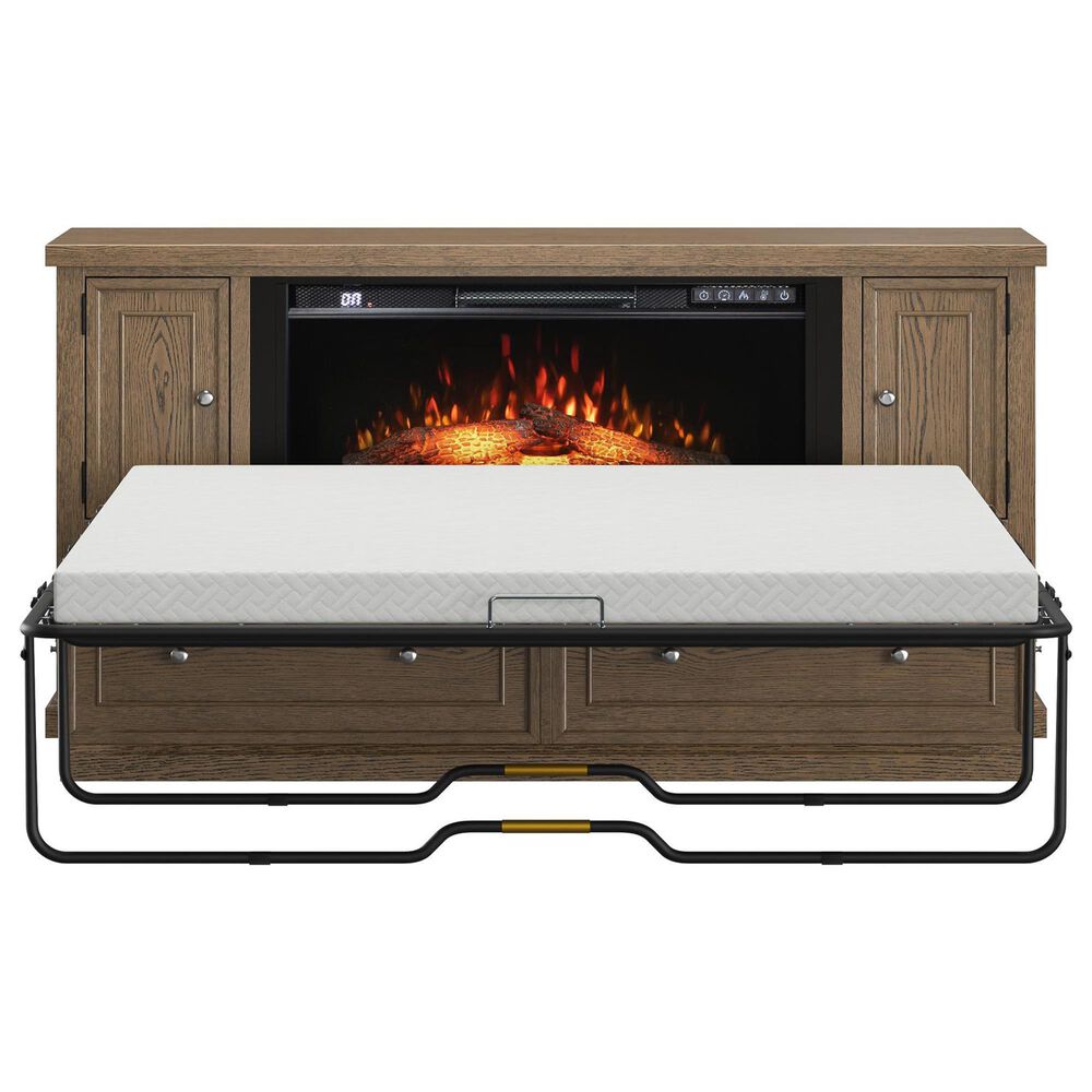 Richlands Furniture Soren Fireplace Dream Console with Queen Convertible Bed in Light Oak, , large