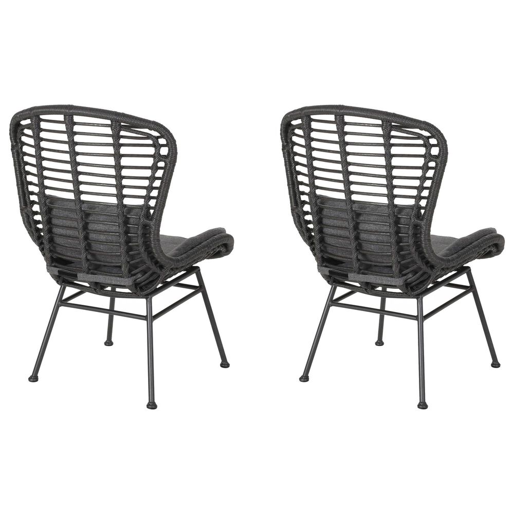 Hearth and Haven Frazer Patio Rattan Chair with Gray Cushion in Black &#40;Set of 2&#41;, , large