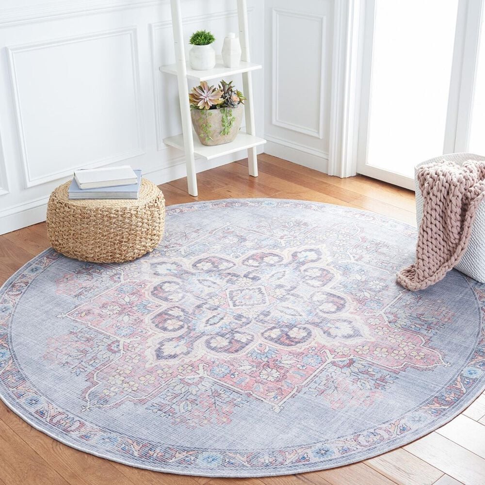 Safavieh Serapi 6&#39;7&quot; Round Ivory and Blue Area Rug, , large