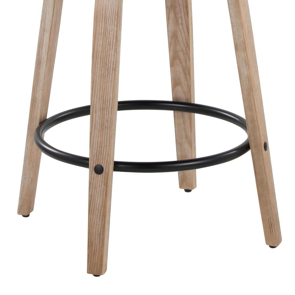 LumiSource Grotto 26" Swivel Counter Stool with Oat Fabric Upholstery in Whitewashed and Black (Set of 2), , large
