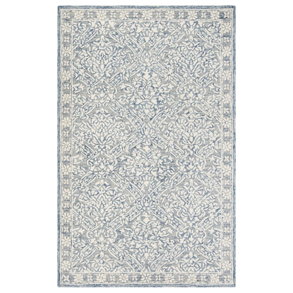 Safavieh Micro-Loop MLP510M 6" x 9" Blue and Ivory Area Rug, , large